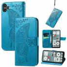 For Nothing CMF Phone 1 Butterfly Love Flower Embossed Leather Phone Case(Blue) - 1