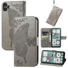 For Nothing CMF Phone 1 Butterfly Love Flower Embossed Leather Phone Case(Gray) - 1