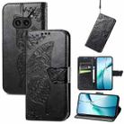 For Nothing Phone 2a Plus Butterfly Love Flower Embossed Leather Phone Case(Black) - 1