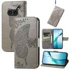 For Nothing Phone 2a Plus Butterfly Love Flower Embossed Leather Phone Case(Gray) - 1