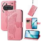 For Nothing Phone 3a Butterfly Love Flower Embossed Leather Phone Case(Pink) - 1