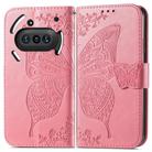 For Nothing Phone 3a Butterfly Love Flower Embossed Leather Phone Case(Pink) - 2