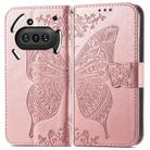 For Nothing Phone 3a Butterfly Love Flower Embossed Leather Phone Case(Rose Gold) - 2
