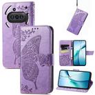 For Nothing Phone 3a Butterfly Love Flower Embossed Leather Phone Case(Light Purple) - 1