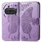 For Nothing Phone 3a Butterfly Love Flower Embossed Leather Phone Case(Light Purple) - 2