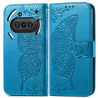 For Nothing Phone 3a Butterfly Love Flower Embossed Leather Phone Case(Blue) - 2