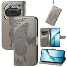 For Nothing Phone 3a Butterfly Love Flower Embossed Leather Phone Case(Gray) - 1