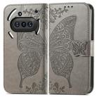 For Nothing Phone 3a Butterfly Love Flower Embossed Leather Phone Case(Gray) - 2