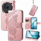 For Nothing Phone 3a Pro Butterfly Love Flower Embossed Leather Phone Case(Rose Gold) - 1