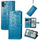 For Nothing CMF Phone 1 Cat and Dog Embossed Leather Phone Case(Blue) - 1