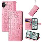 For Nothing CMF Phone 1 Cat and Dog Embossed Leather Phone Case(Pink) - 1