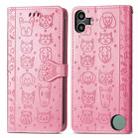 For Nothing CMF Phone 1 Cat and Dog Embossed Leather Phone Case(Pink) - 2