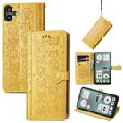 For Nothing CMF Phone 1 Cat and Dog Embossed Leather Phone Case(Yellow) - 1