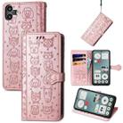 For Nothing CMF Phone 1 Cat and Dog Embossed Leather Phone Case(Rose Gold) - 1