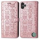 For Nothing CMF Phone 1 Cat and Dog Embossed Leather Phone Case(Rose Gold) - 2