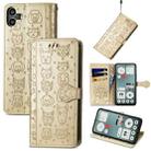 For Nothing CMF Phone 1 Cat and Dog Embossed Leather Phone Case(Gold) - 1