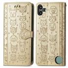 For Nothing CMF Phone 1 Cat and Dog Embossed Leather Phone Case(Gold) - 2