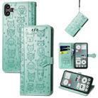 For Nothing CMF Phone 1 Cat and Dog Embossed Leather Phone Case(Green) - 1