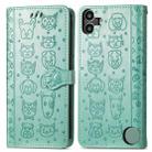 For Nothing CMF Phone 1 Cat and Dog Embossed Leather Phone Case(Green) - 2