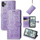 For Nothing CMF Phone 1 Cat and Dog Embossed Leather Phone Case(Purple) - 1