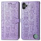 For Nothing CMF Phone 1 Cat and Dog Embossed Leather Phone Case(Purple) - 2