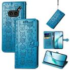 For Nothing Phone 2a Plus Cat and Dog Embossed Leather Phone Case(Blue) - 1