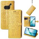 For Nothing Phone 2a Plus Cat and Dog Embossed Leather Phone Case(Yellow) - 1