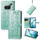 For Nothing Phone 2a Plus Cat and Dog Embossed Leather Phone Case(Green) - 1