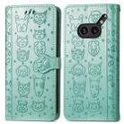 For Nothing Phone 2a Plus Cat and Dog Embossed Leather Phone Case(Green) - 2