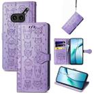 For Nothing Phone 2a Plus Cat and Dog Embossed Leather Phone Case(Purple) - 1