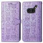 For Nothing Phone 2a Plus Cat and Dog Embossed Leather Phone Case(Purple) - 2