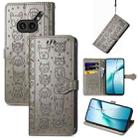 For Nothing Phone 2a Plus Cat and Dog Embossed Leather Phone Case(Gray) - 1