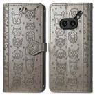 For Nothing Phone 2a Plus Cat and Dog Embossed Leather Phone Case(Gray) - 2