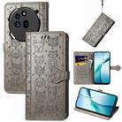 For Nothing Phone 3a Cat and Dog Embossed Leather Phone Case(Gray) - 1