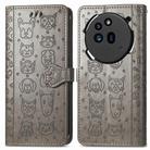 For Nothing Phone 3a Cat and Dog Embossed Leather Phone Case(Gray) - 2