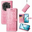 For Nothing Phone 3a Pro Cat and Dog Embossed Leather Phone Case(Pink) - 1