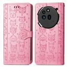 For Nothing Phone 3a Pro Cat and Dog Embossed Leather Phone Case(Pink) - 2