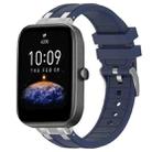 For Amazfit Bip3 Pro Quick Release Silver Buckle 20mm Royal Silicone Watch Band(Navy Blue) - 1