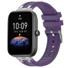 For Amazfit Bip3 Pro Quick Release Silver Buckle 20mm Royal Silicone Watch Band(Purple) - 1