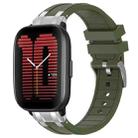For Amazfit Active Quick Release Silver Buckle 20mm Royal Silicone Watch Band(Olive Green) - 1
