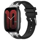 For Amazfit Active Quick Release Silver Buckle 20mm Royal Silicone Watch Band(Black) - 1