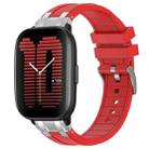 For Amazfit Active Quick Release Silver Buckle 20mm Royal Silicone Watch Band(Red) - 1