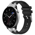 For Amazfit GTR Mini Quick Release Silver Buckle 20mm Royal Silicone Watch Band(Black) - 1