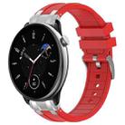 For Amazfit GTR Mini Quick Release Silver Buckle 20mm Royal Silicone Watch Band(Red) - 1