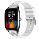 For Amazfit GTS4 Mini Quick Release Silver Buckle 20mm Royal Silicone Watch Band(White) - 1