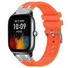 For Amazfit GTS4 Mini Quick Release Silver Buckle 20mm Royal Silicone Watch Band(Orange) - 1