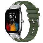 For Amazfit GTS4 Mini Quick Release Silver Buckle 20mm Royal Silicone Watch Band(Olive Green) - 1