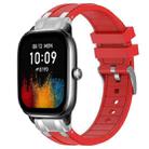 For Amazfit GTS4 Mini Quick Release Silver Buckle 20mm Royal Silicone Watch Band(Red) - 1