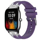 For Amazfit GTS4 Mini Quick Release Silver Buckle 20mm Royal Silicone Watch Band(Purple) - 1