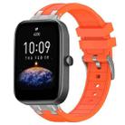 For Amazfit Bip3 Quick Release Silver Buckle 20mm Royal Silicone Watch Band(Orange) - 1